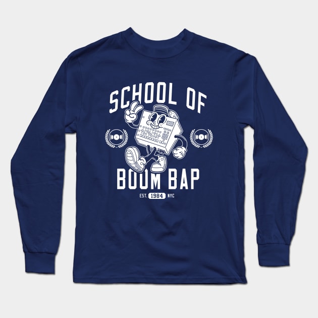 School of Boom Bap (White Print) Long Sleeve T-Shirt by analogdreamz